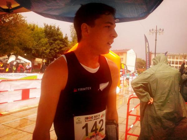 Tim Robertson at the finish line in Bulgaria.