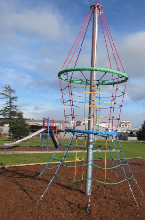 The Victoria Park playground development featuring the new Hourglass structure.
