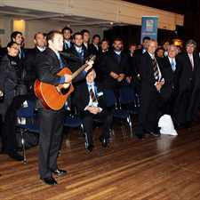 Argentina's players made sweet music at their welcome ceremony