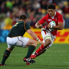 Wales number 8 Toby Faletau does his talking on the field