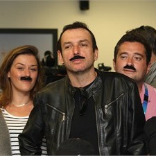 French journalists pay homage to Marc Li&#232;vremont and his moustache