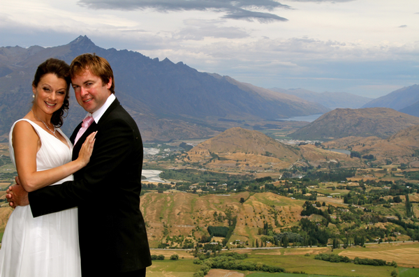 The happy couple high above Queenstown.
