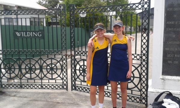 Junior tennis champs Yr 10 doubles winners Tessa McCann (left) and Kate Edwards