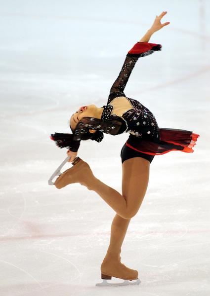 Hyeon Jeong Kim of Korea competes in the junior  Women's individual Figure Skating during day seven of the Winter Games NZ at at Dunedin Ice Stadium