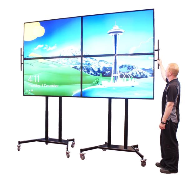 Hamilton-based Sitech Systems has launched a new monster Mobile Video Wall (MVW) consisting of 4 software linked 65"TV screens on two separate mobile trolleys.