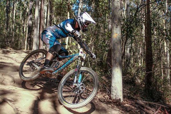 Andrew Crimmins, elite men's RedAss Downhill State Series leader, racing at Ourimbah.