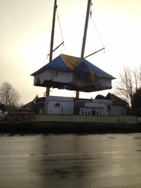 A Christchurch house being lifted onto a new site after the quakes