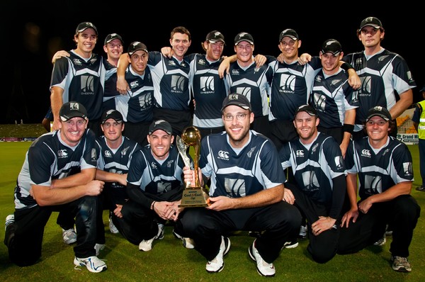 BLACKCAPS, pictured following the win over Pakistan in Abu Dhabi this morning