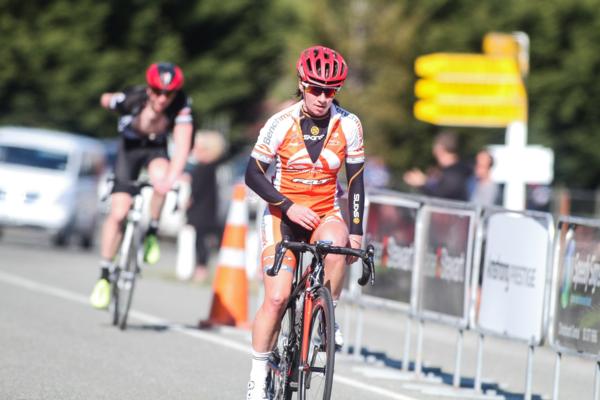 Sharlotte Lucas from the Benchmark Homes Cycling team won in Dunedin