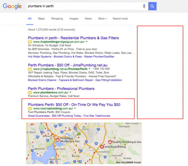 Adwords ads placement