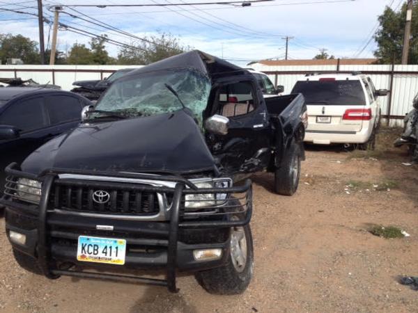 Cara-Joy's vehicle that was hit by an 18 wheeler truck