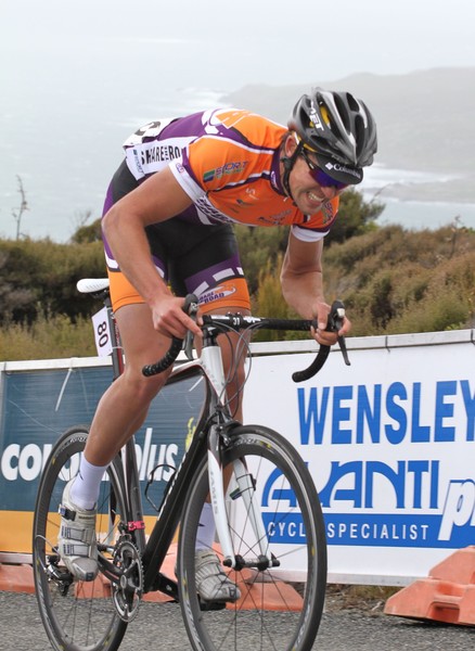 Jack Bauer wins the second stage of the PowerNet Tour of Southland up Bluff Hill today.