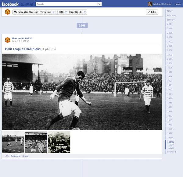 Manchester United uses Timeline's 'history' feature to their advantage