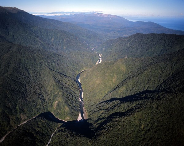 Aerial view of Mokihinui Gorge