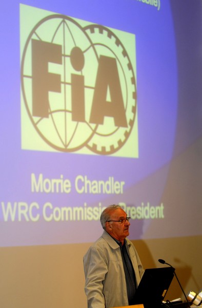 Morrie Chandler, the New Zealander who heads the FIA World Rally Commission, speaks at the 'inside the WRC' lecture for Auckland alumni in Auckland this week.