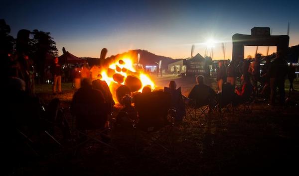 Racers and spectators stayed warm around the infamous bonfire at the JetBlack WSMTB 12 Hour race.