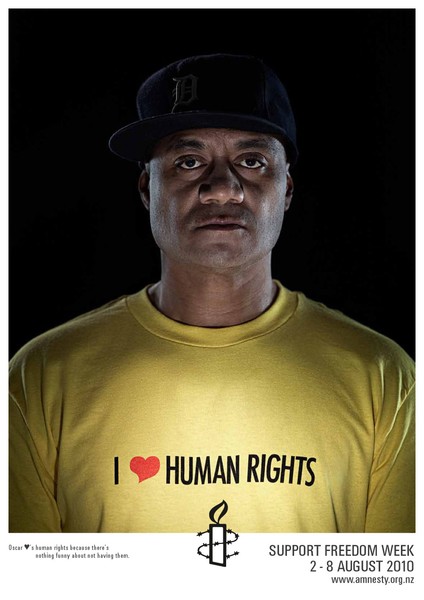 Comedian Oscar Kightley loves human rights because: "There's nothing funny about not having them."