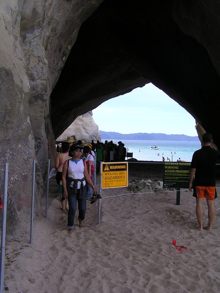 Walking through Cathedral Cove is now a hazard after erosion 
