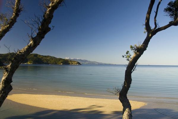 One of the picturesque beaches that can be enjoyed at Earthsong Lodge on Great Barrier Island