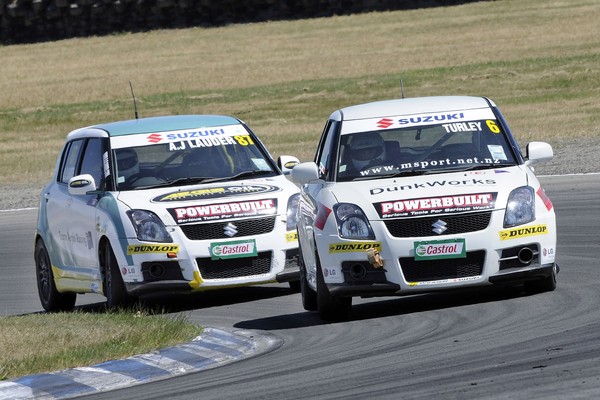 Suzuki Swift Sport Cup points leader Mike Turley has further extended his points advantage for the 2010/2011 season with a first race win at the series second round held at the Powerbuilt Raceway near Christchurch today (Saturday 27 November).