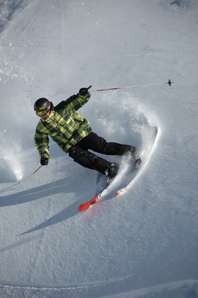 Angus Rowley from Hawea enjoying the powder in The Saddle