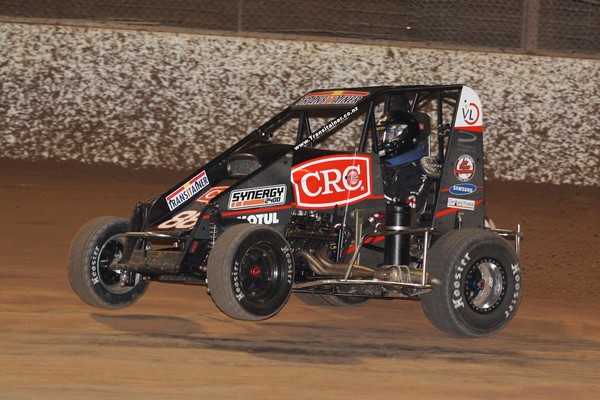 American speedway star Davey Ray in action in the Synergy 2400 CRC midget down-under last summer