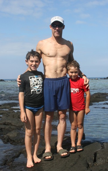 Cameron Brown with sons Joshua and Braeden in Hawaii earlier this year