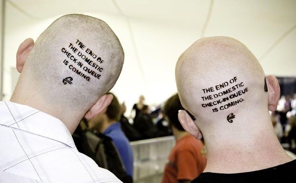kiwis queue up to become cranial billboards in air new kiwis queue up to become cranial billboards in air new