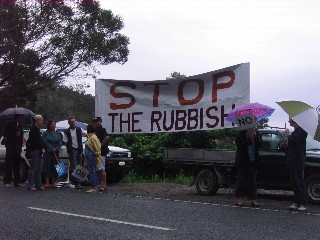 Residents of Russell protesting the actions of the Far North District Council.