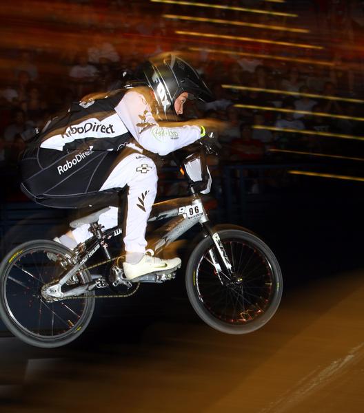 Sarah Walker (96) in action at the UCI BMX World Championships in Birmingham.