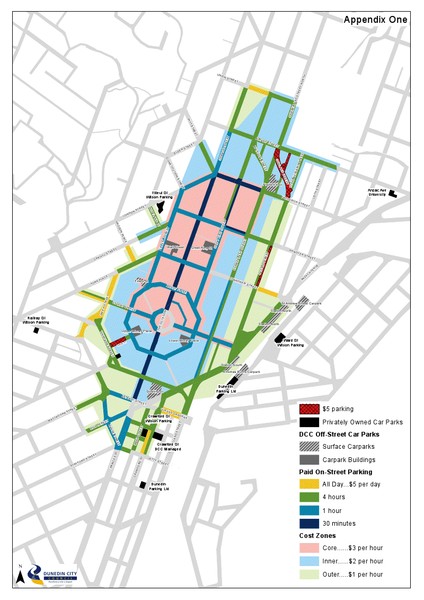 The $5 a day parking area on the edge of the CBD has been expanded to take in the upper part of View Street, all of Gowland Street and Ethel McMillan Place, and a part of Castle Street.