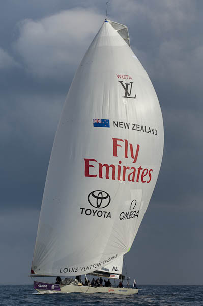 Emirates Team New Zealand won its first match of the Louis Vuitton Trophy second round
