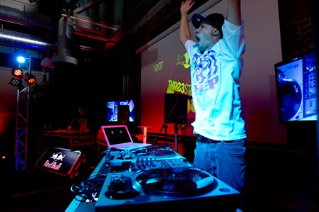 DJ Sizzorhands performing at the Red Bull Thre3Style in Wellington.