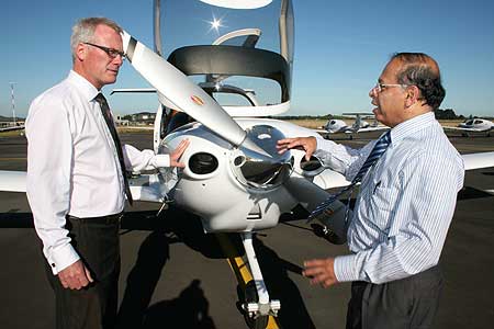 University Vice-Chancellor Steve Maharey and School of Aviation chief executive Ashok Poduval.