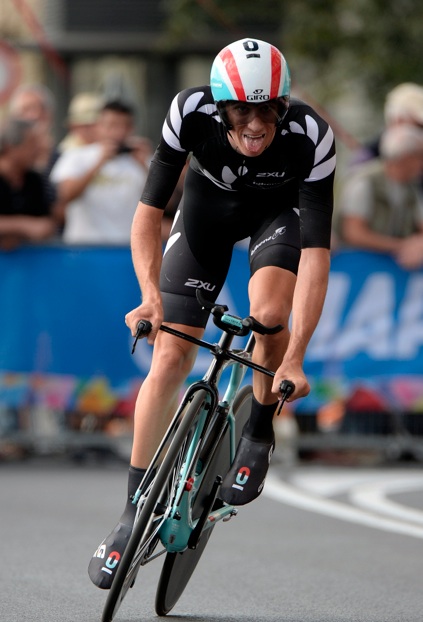 Jesse Sergent in action in today's time trial at the UCI World Road Cycling Championships in Italy today.