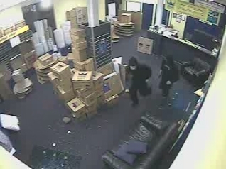 CCTV images of the offenders at the Storage King burglary in the early hours of yesterday morning.