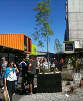 Crowds enjoy the new shopping experience in Christchurch.