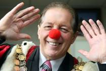 Invercargill Mayor, Tim Shadbolt, wearing a red nose