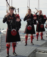 Scotland's Red Hot Chilli Pipers take a Sky Walk around Auckland's Sky Tower