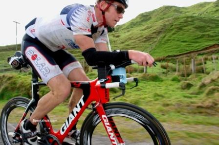 Dougal Allan on the cycle leg