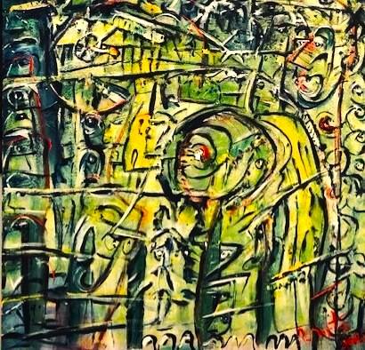 'The Elephant in The Room', acrylics on canvas by Leon Aarts 2025