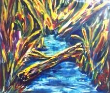 'Creek' acrylics on pad, by Leon Aarts