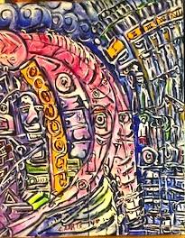 'Whatdoesitmean II', acrylics on canvas, 800mm x 1110mm, by Leon Aarts, 2015