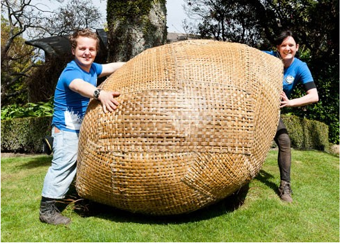 Giant native flax rugby ball from the 'Kiwiana' innovation garden in the Botanic Garden 