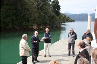 From left, Mayor Alistair Sowman, HEB Construction founder and major donor Bruce Pulman, John Stace, Mistletoe Bay Trust vice patron and Simon Heath, Trust chairman.