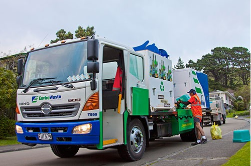 EnviroWay's new recycling truck in action