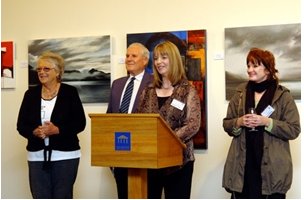 President David Godden with Christchurch artists at the exhibition opening.