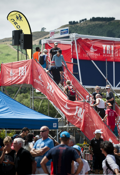  The bridge over the road allows people to safely and comfortably move around the race course and for the public to access the lake front during races.
