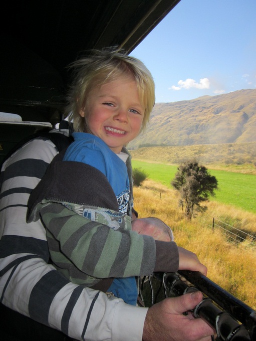 Danny Waring (4) of Queenstown with the wind in his hair on the Kingston Flyer yesterday.