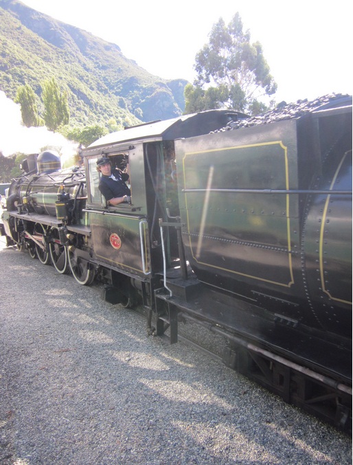 Train driver George King getting the locomotive ready for the next group of passengers.